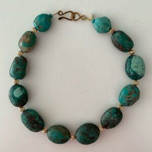 Green Turquoise Large Stone Strand Necklace